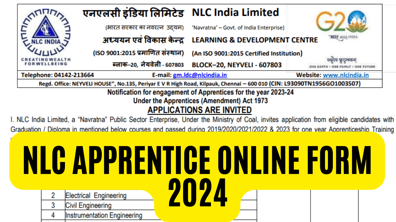 NLC Apprentice Online Form 2024 Download & Apply Link
