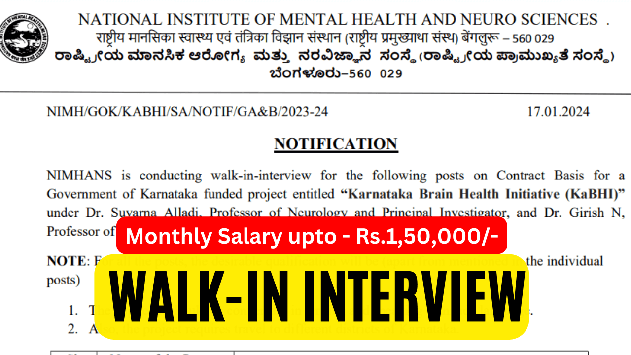 NIMHANS Walk in 2024