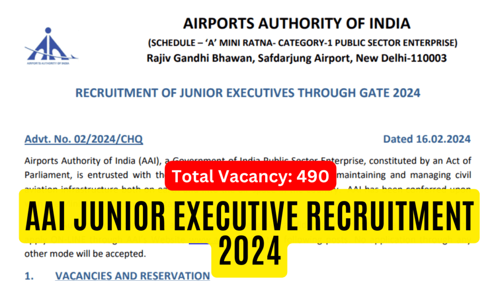 AAI Junior Executive Recruitment 2024