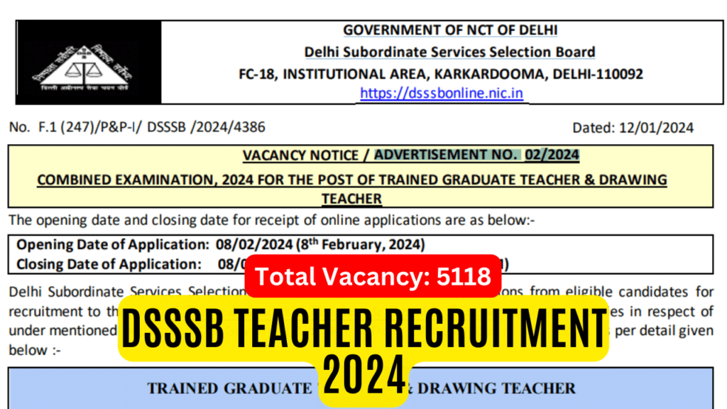 DSSSB Teacher Recruitment 2024