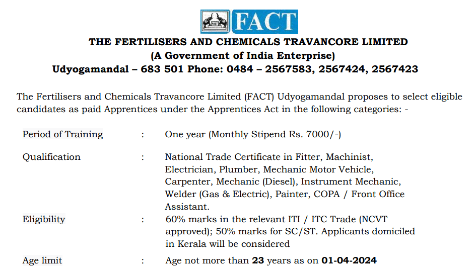 FACT Apprentice Recruitment