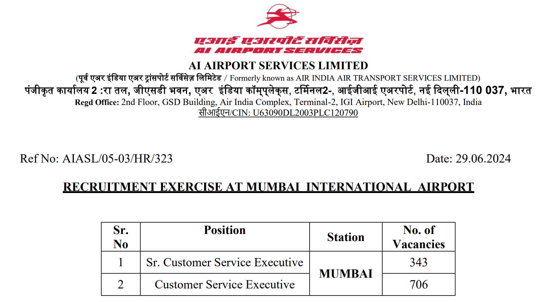 Air India Recruitment