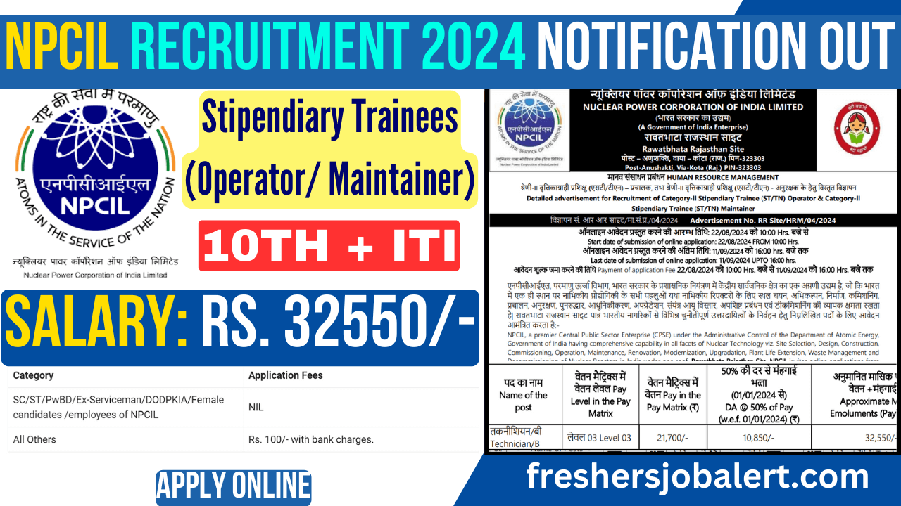 NPCIL Recruitment 2024 Rawatbhata RR Site