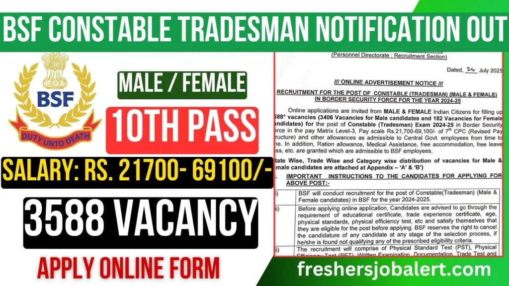 BSF Constable Tradesman Recruitment